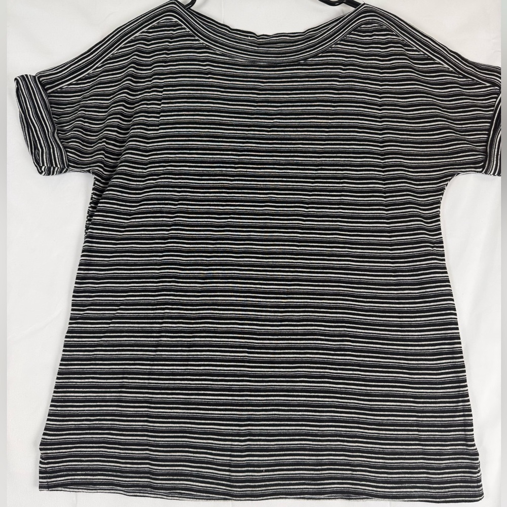 Talbots Black and White Striped Top